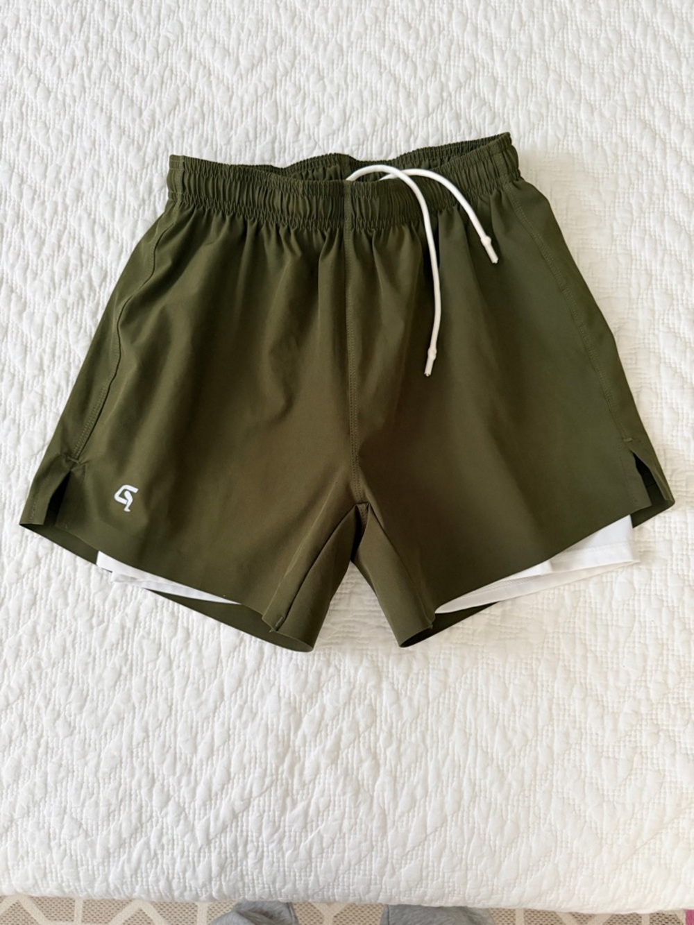 Women’s Olive Athletic Shorts with Inner Liner